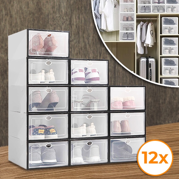 Caixas de sapatos transparentes empilháveis - conjunto de 12 | SHOEZY