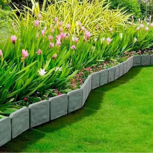 Bordas de jardim estilo pedra (10 Unid.) | MINIFENCE