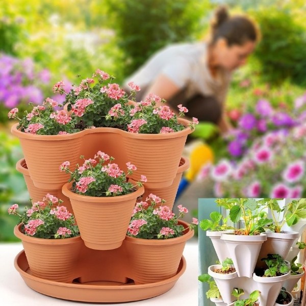 Vasos empilháveis verticais para plantas (Conjunto de 3) | PLANTUP