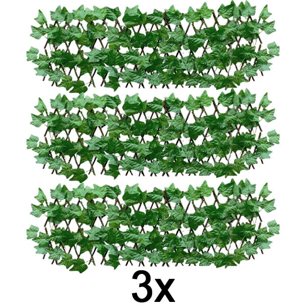 3x Painel de cerca expansível com hera – 30×180 cm, resistente a UV, sem ferramentas | GREENFENCE
