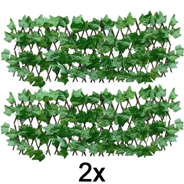 2x Painel de cerca expansível com hera – 30×180 cm, resistente a UV, sem ferramentas | GREENFENCE