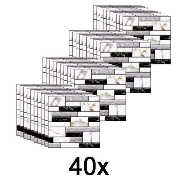 4x Autocolantes de parede 3D com padrão em mármore (10 unid.) | MARBLEBLOCKS