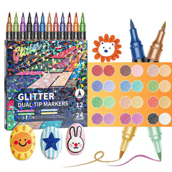 Marcadores com ponta dupla e glitter (24 cores) | ARTGLITZ